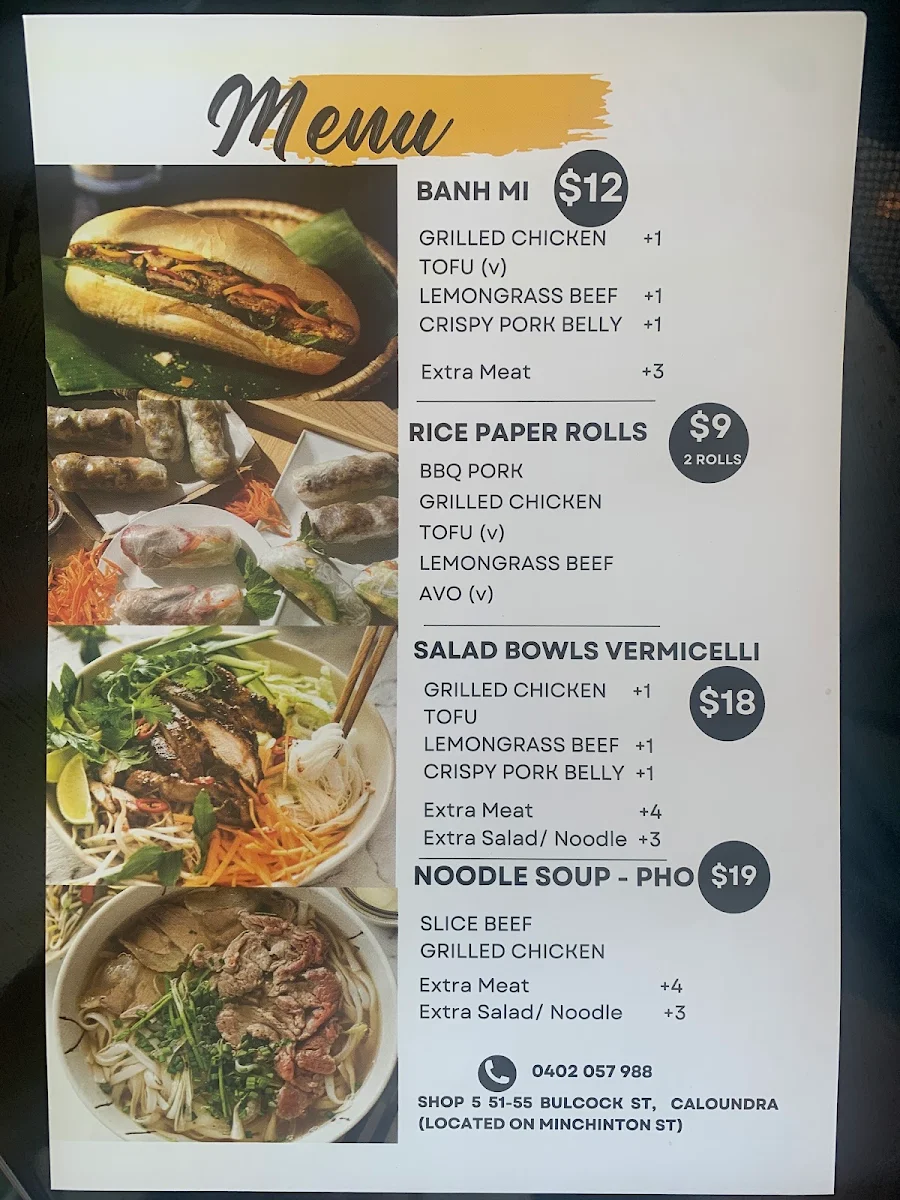 Menu, Banh Mi Cafe Express