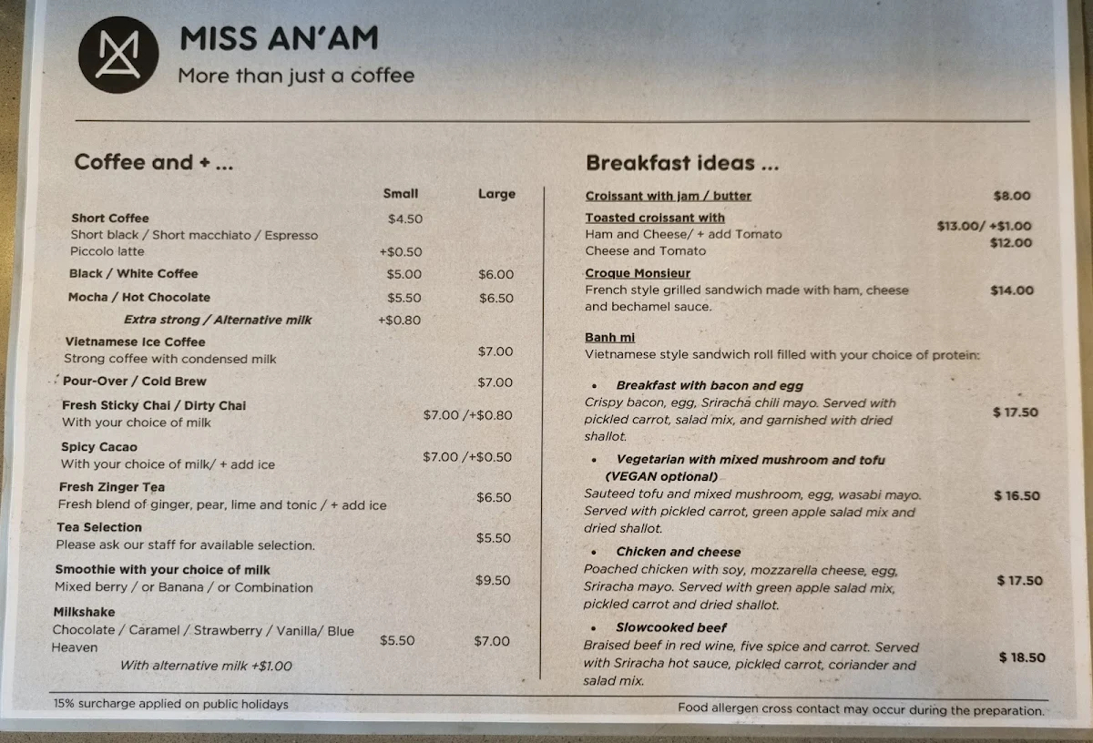 Menu, Miss An'am
