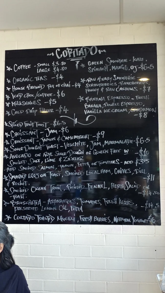 Menu, Cortado Cafe
