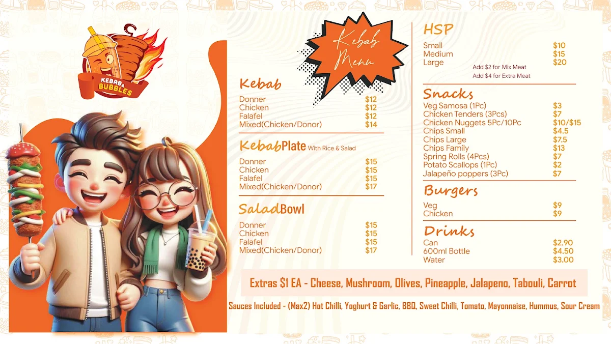 Menu, Kebab & Bubbles