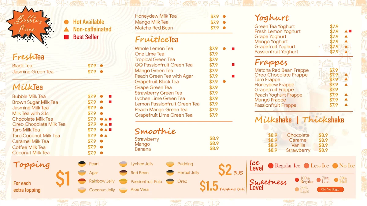 Menu, Kebab & Bubbles