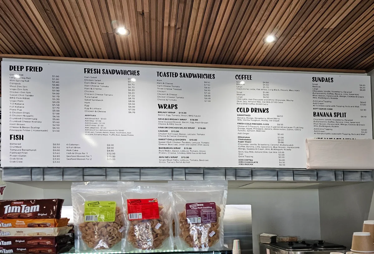 Menu, Neville's Store