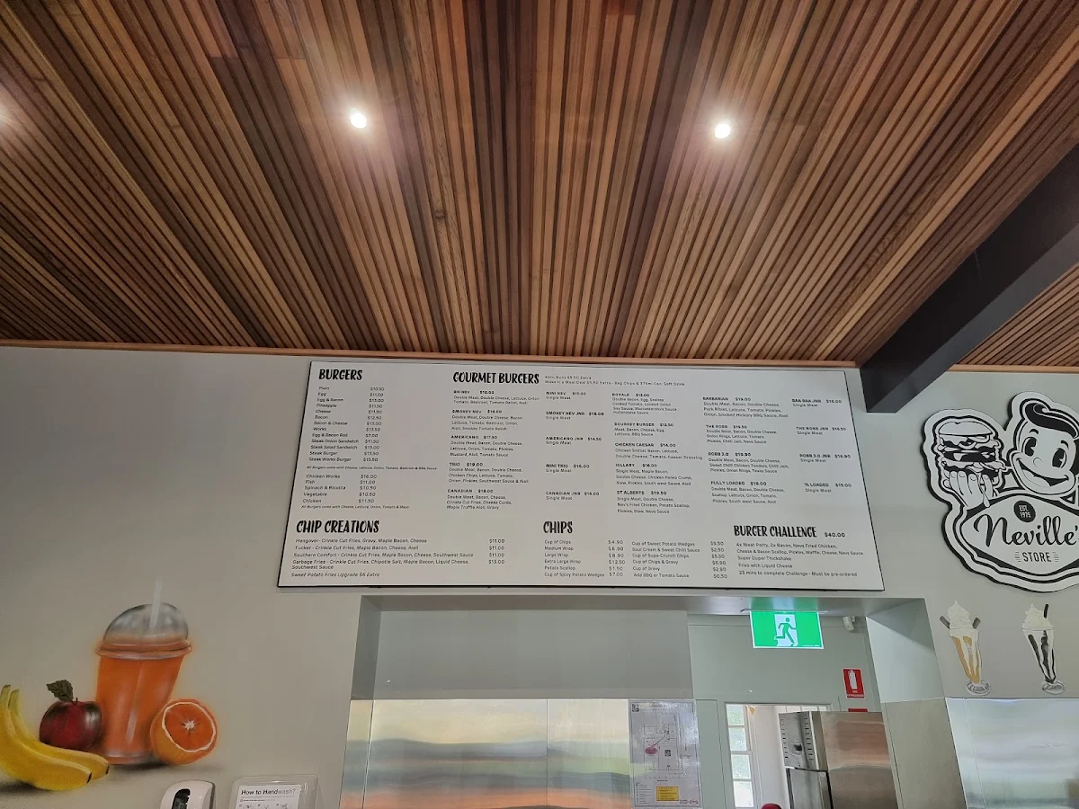 Menu, Neville's Store