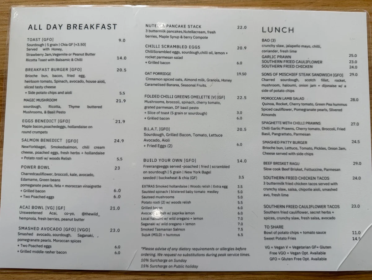 Menu, Sons of Mischief