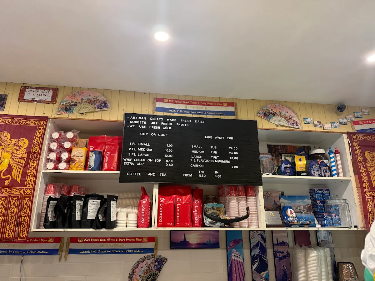 Menu, Gelateria Gondola Chatswood