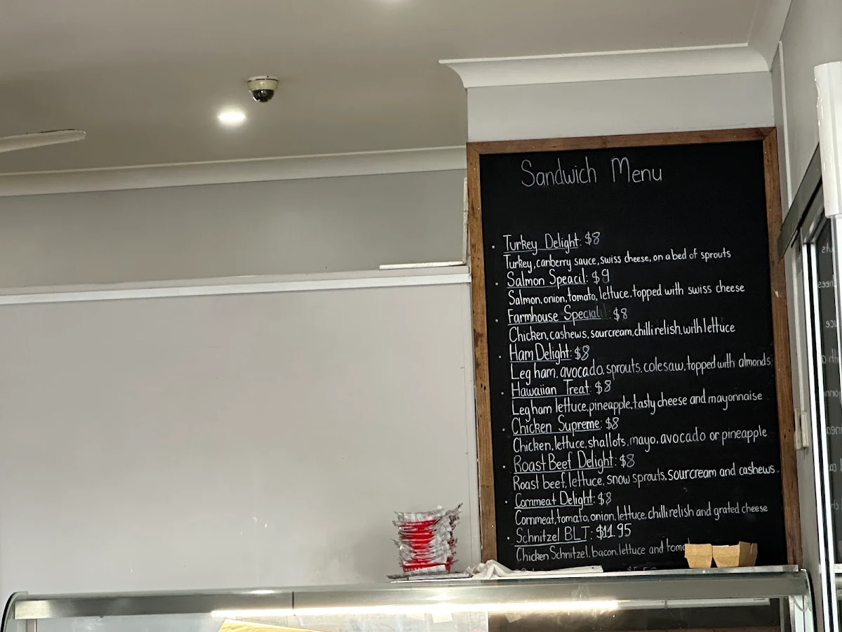 Menu, Mayfield Corner Cafe