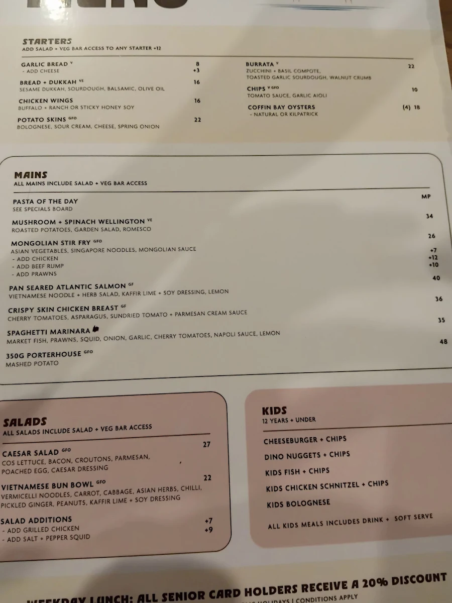 Menu, Sundowner Hotel