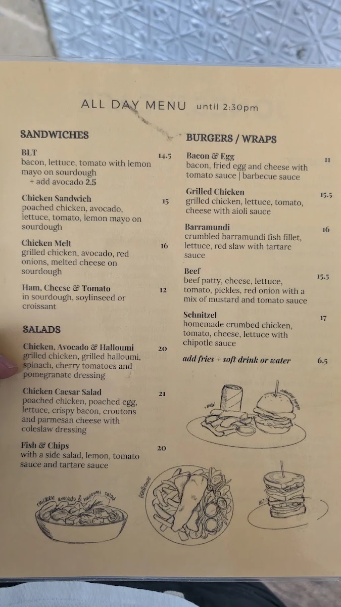 Menu, Jones Street Cafe