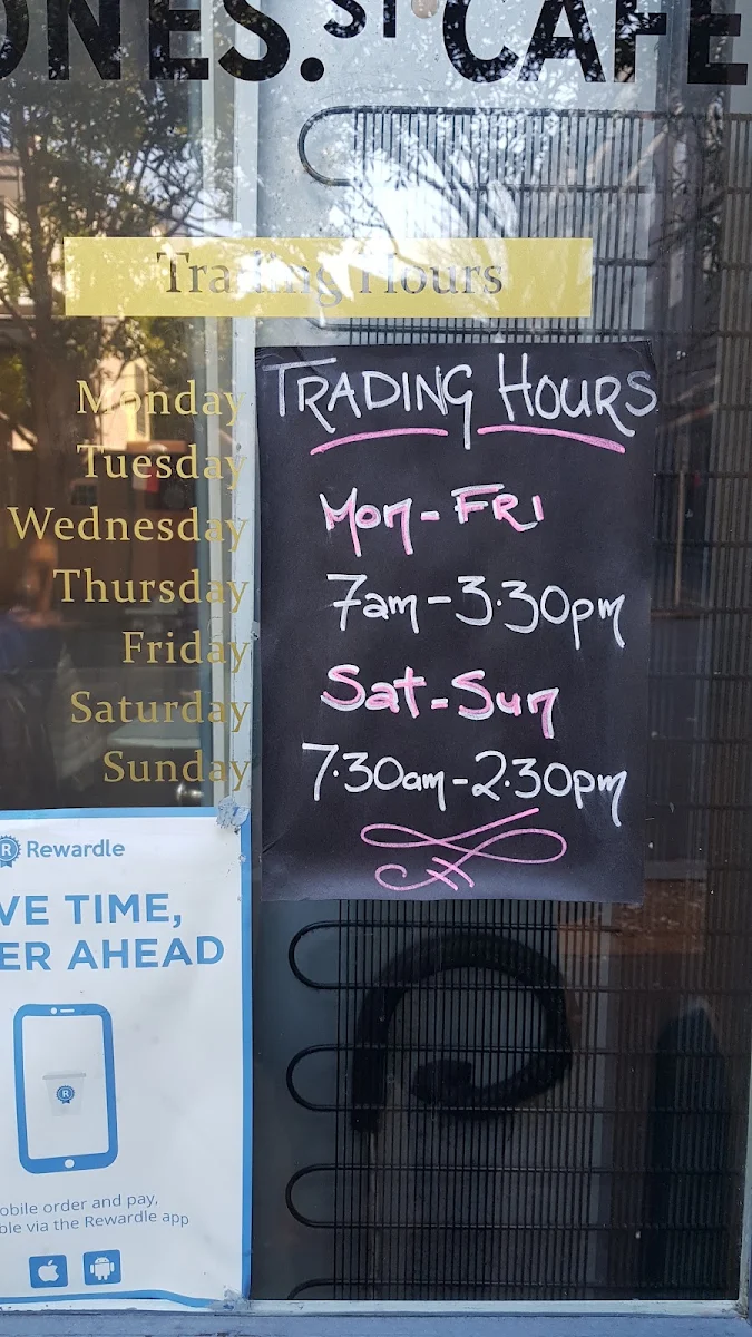 Menu, Jones Street Cafe