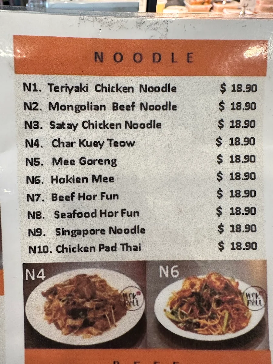 Menu, Wok n Roll