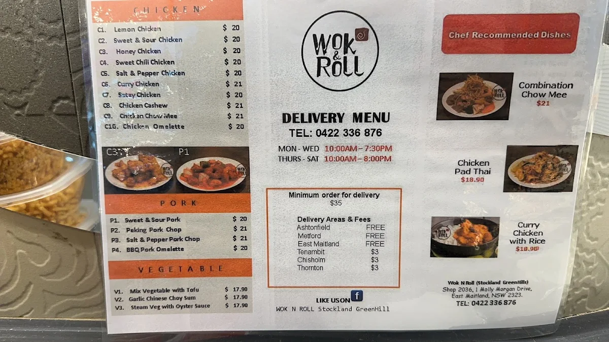 Menu, Wok n Roll