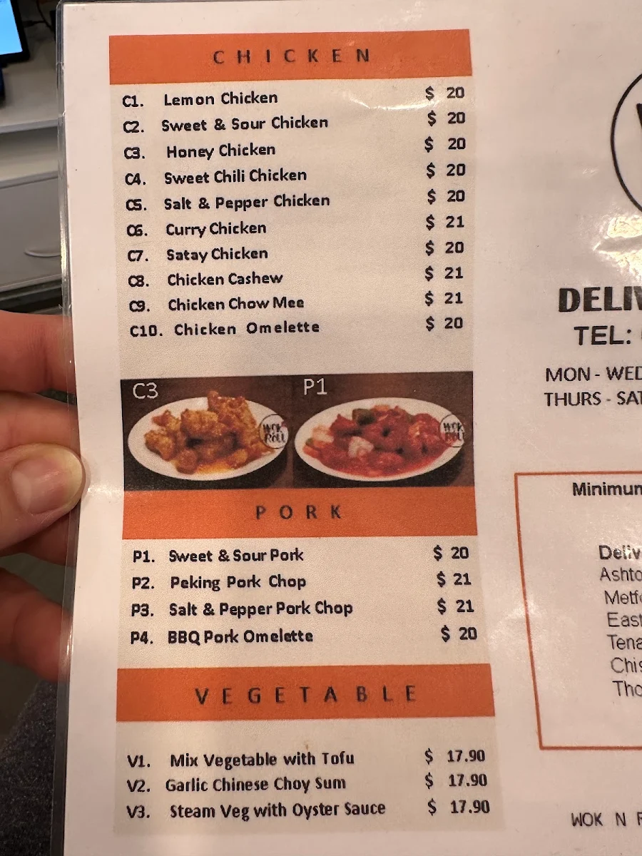 Menu, Wok n Roll