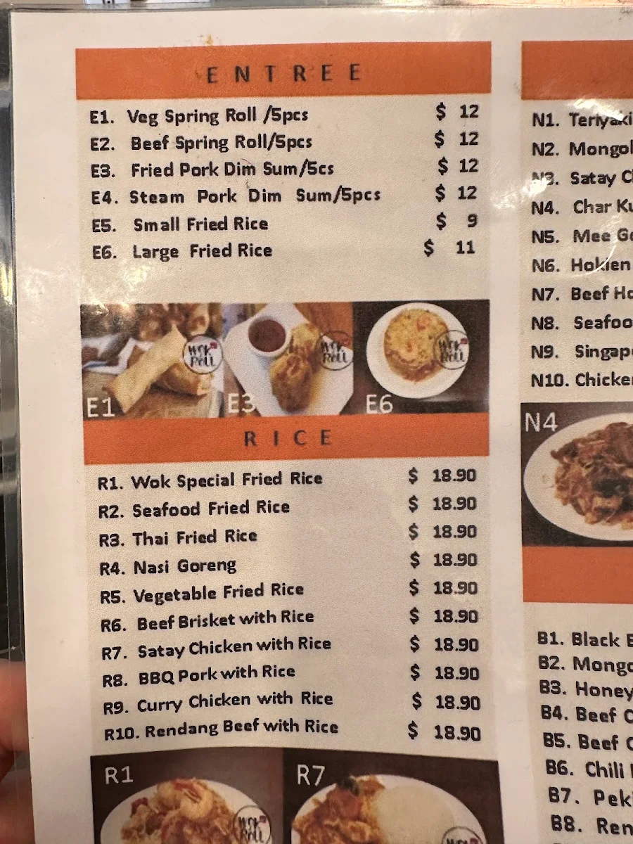 Menu, Wok n Roll