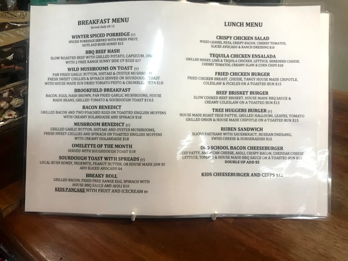 Menu, Brookfield General Store