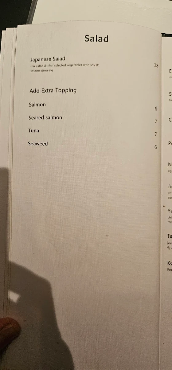 Menu, Oushou Japanese Restaurant (Brighton)