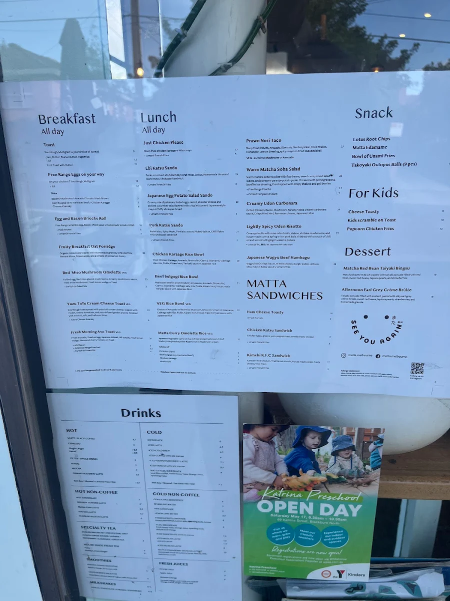 Menu, Matta Blackburn