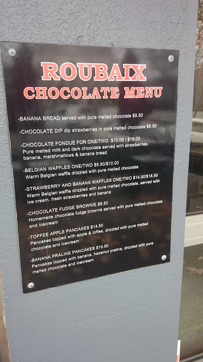 Menu, Cafe Roubaix