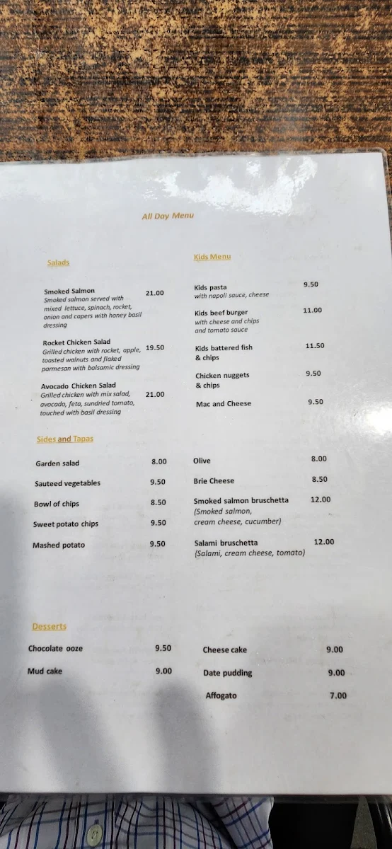 Menu, The Crystal Restaurant n Bar