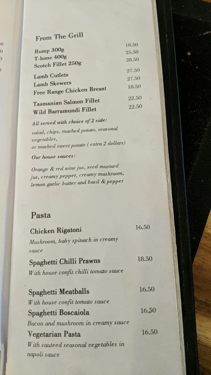 Menu, The Crystal Restaurant n Bar