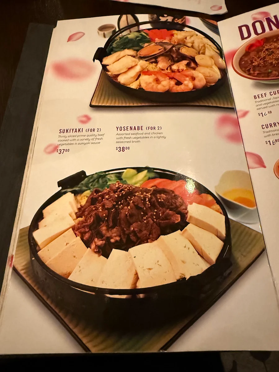Menu, Kanda Japanese Restaurant
