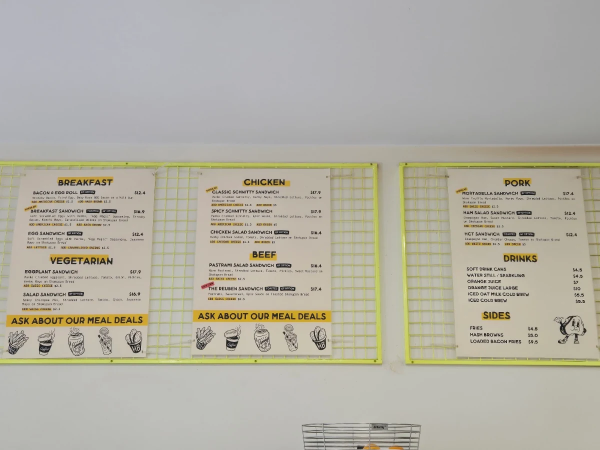 Menu, Sunny Side Sandwiches - Windsor