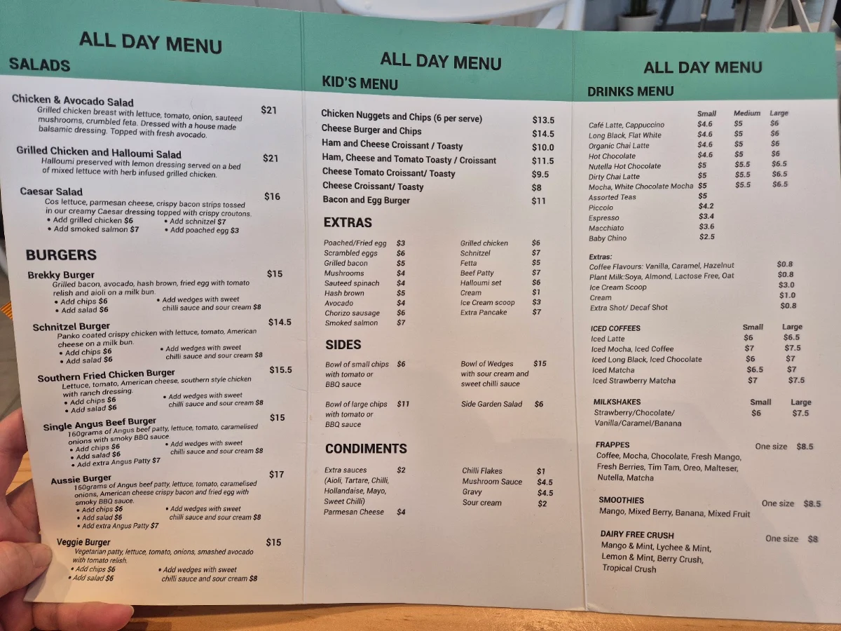 Menu, Brew & Grind