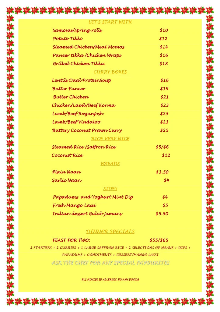 Menu, HelloFoody at Portarlington