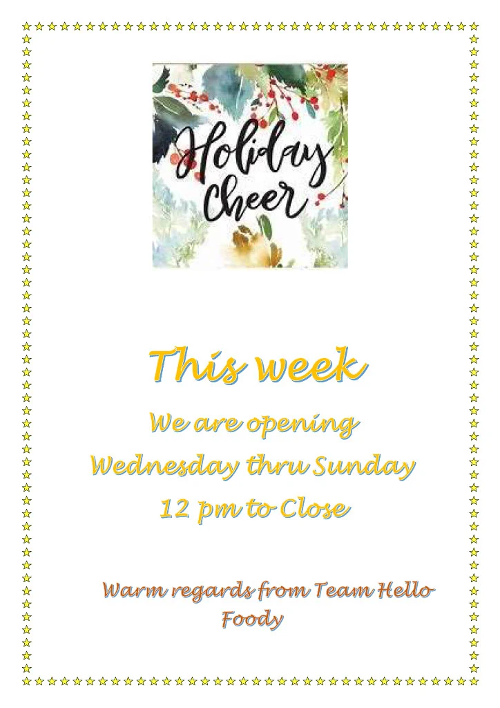Menu, HelloFoody at Portarlington