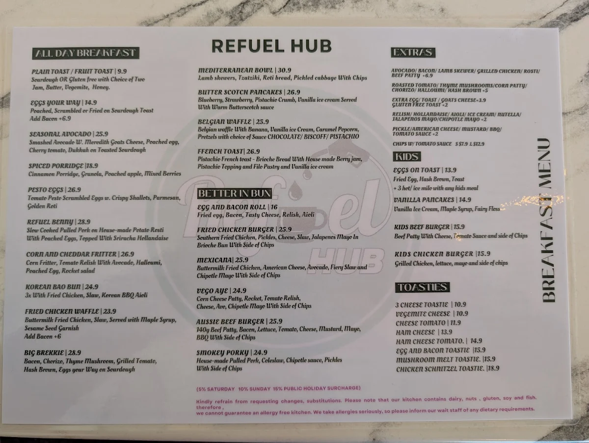 Menu, Refuel Hub