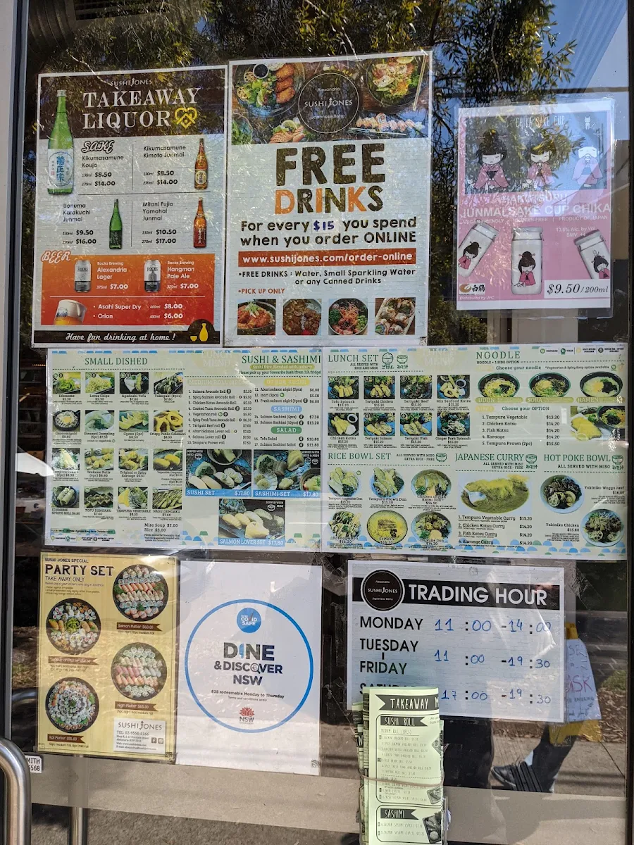 Menu, Sushi Jones