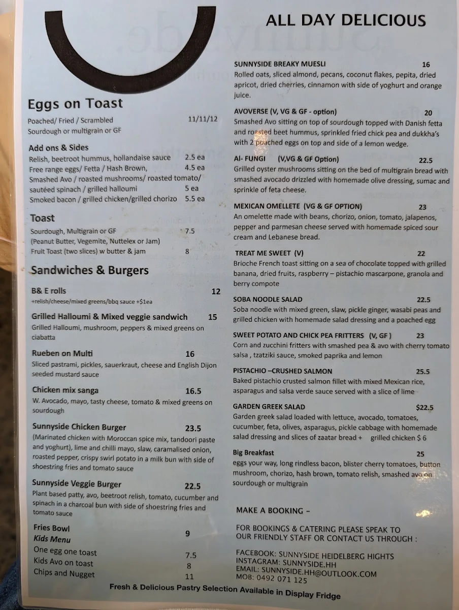 Menu, Sunnyside