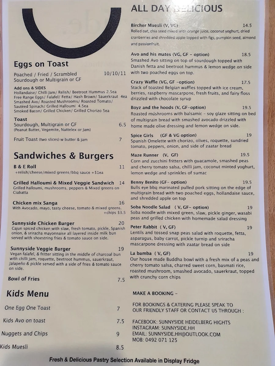 Menu, Sunnyside