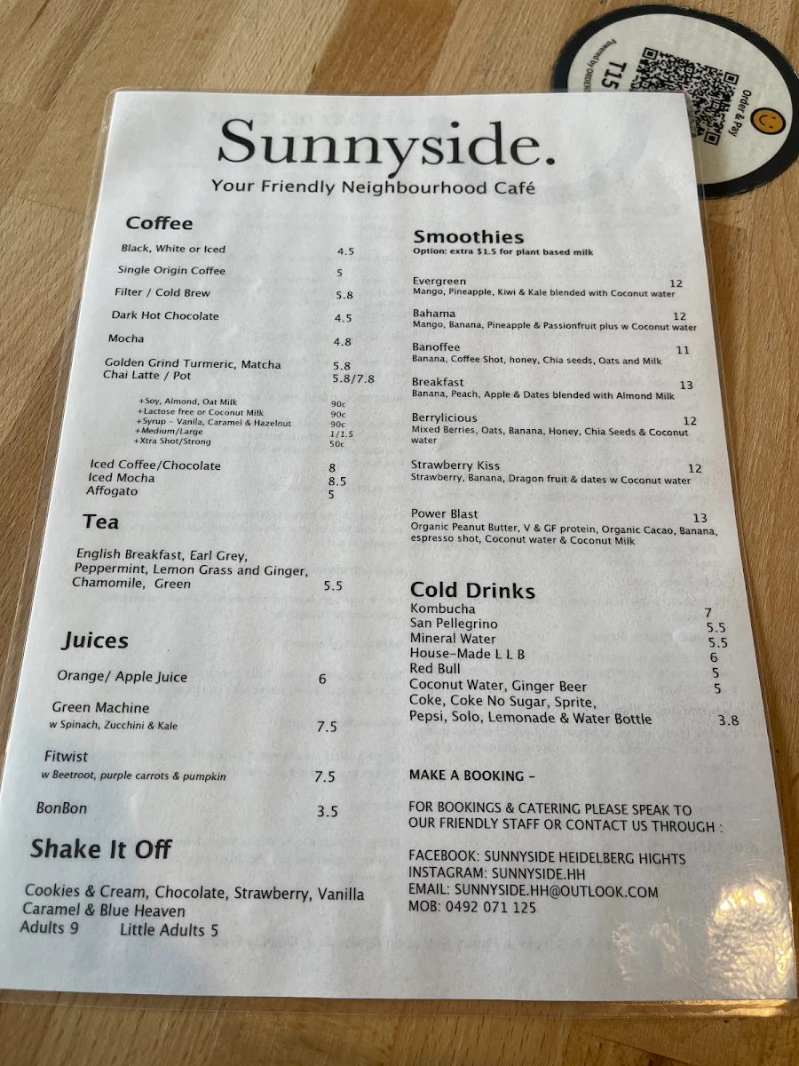 Menu, Sunnyside