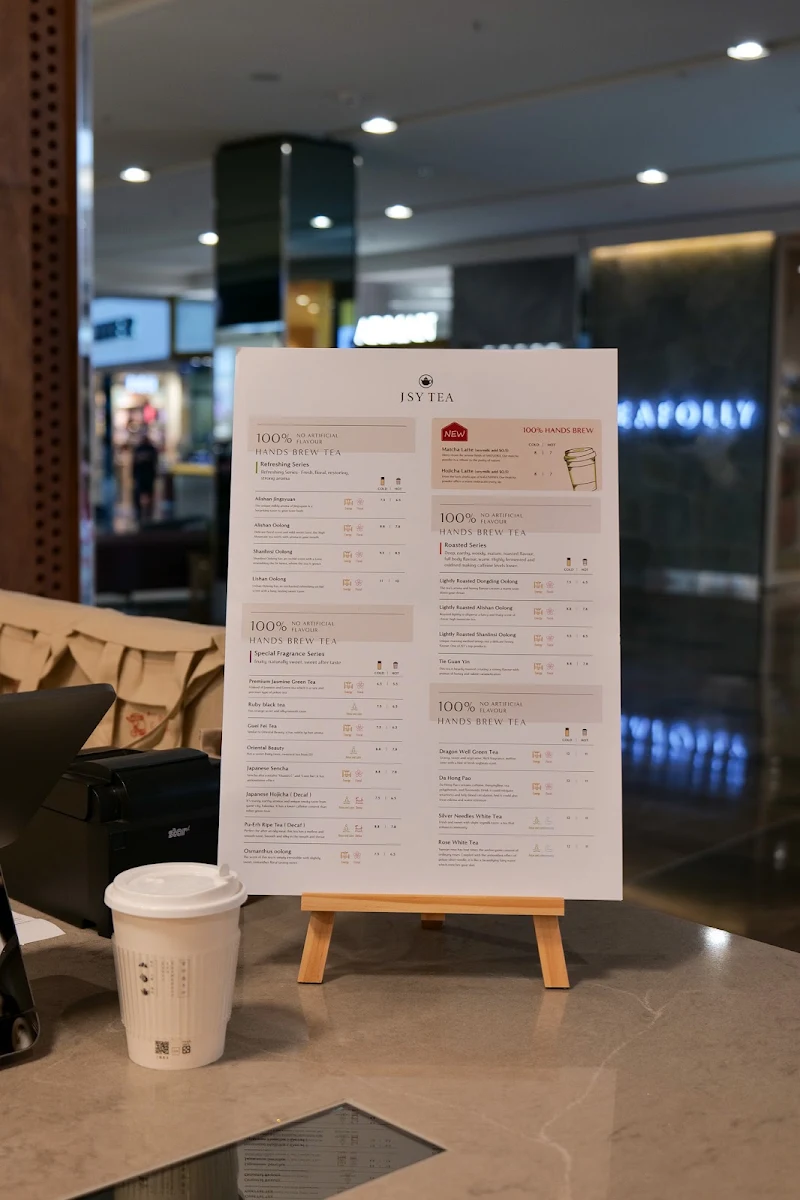 Menu, JSY Tea Westfield Doncaster