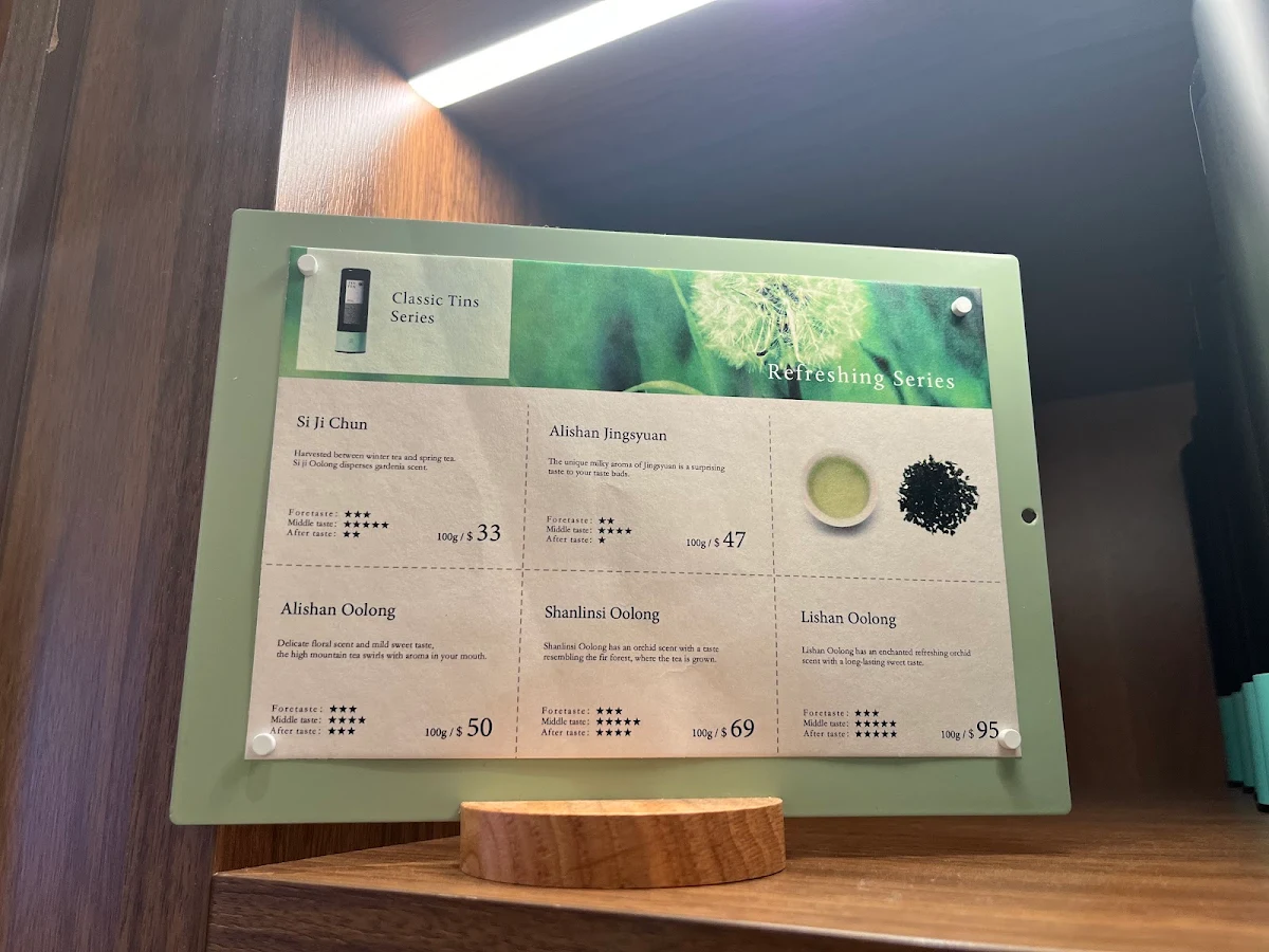 Menu, JSY Tea Westfield Doncaster