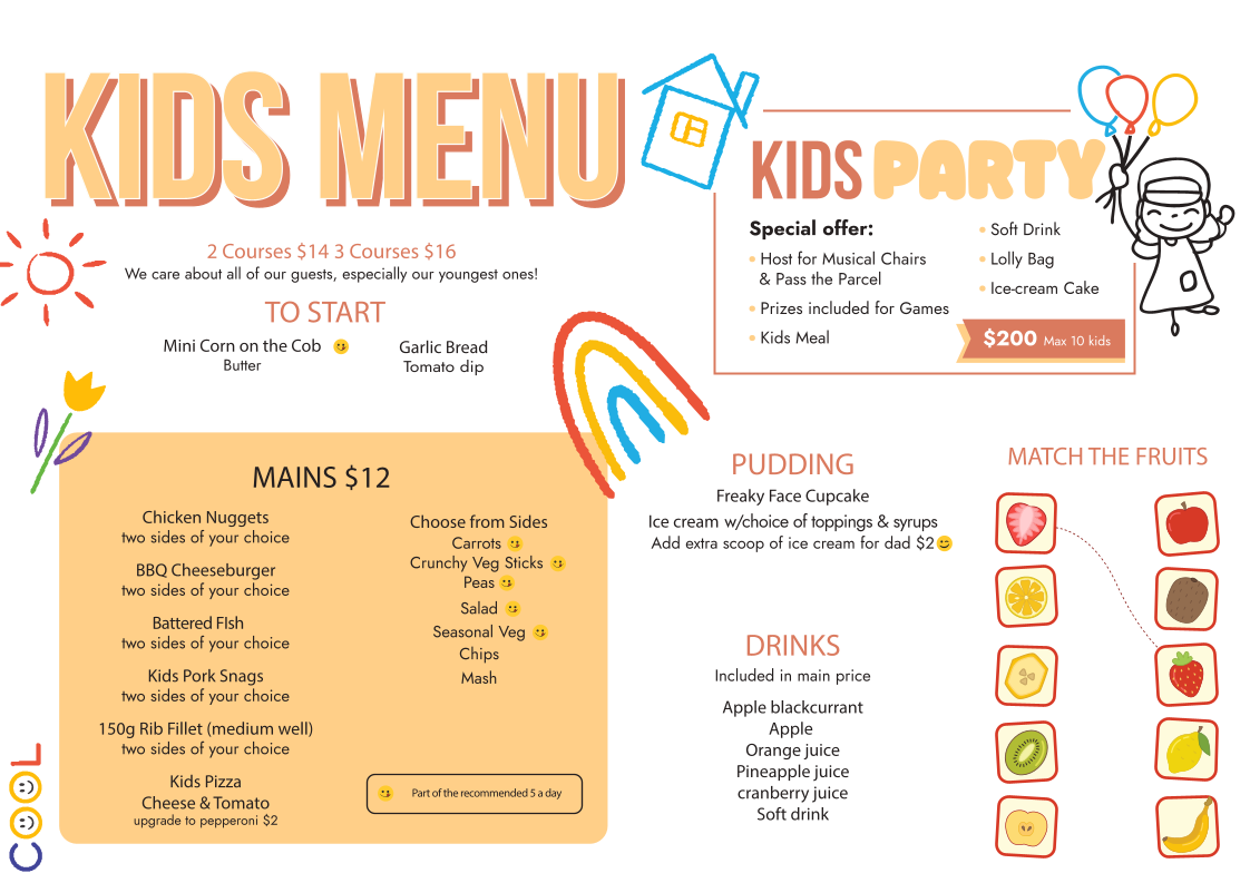Menu, Norfolk Tavern