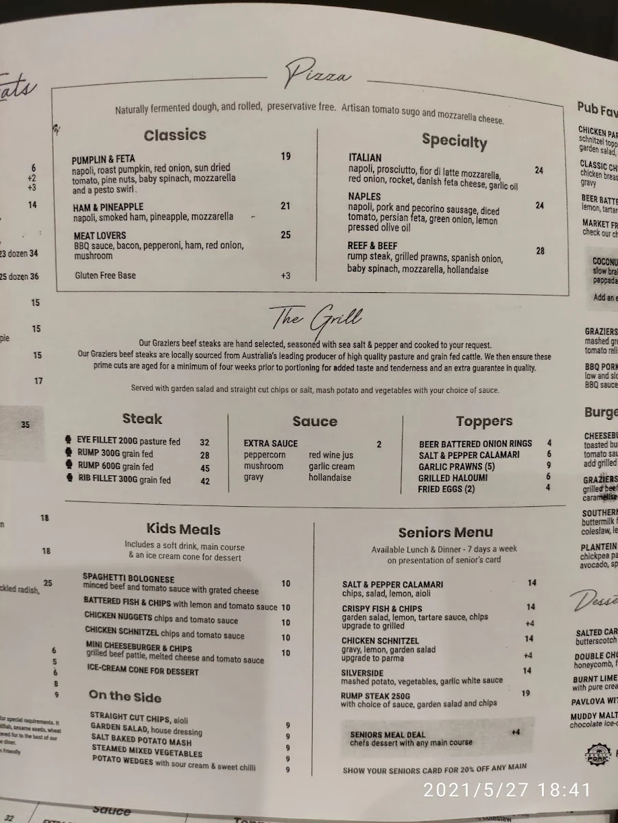 Menu, Norfolk Tavern