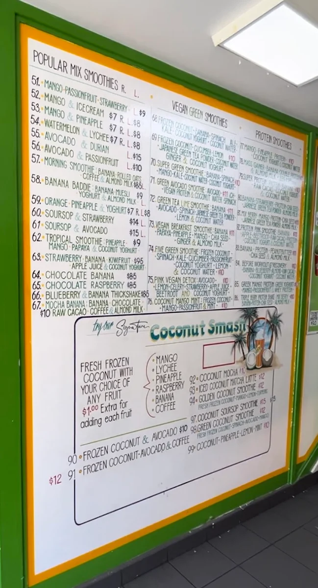 Menu, Delish Pork Roll and Juice Bar