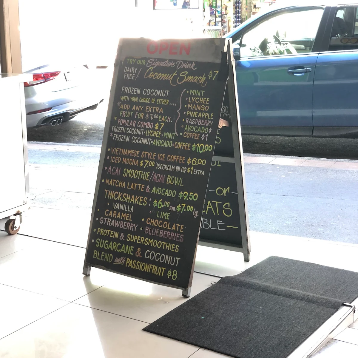 Menu, Delish Pork Roll and Juice Bar