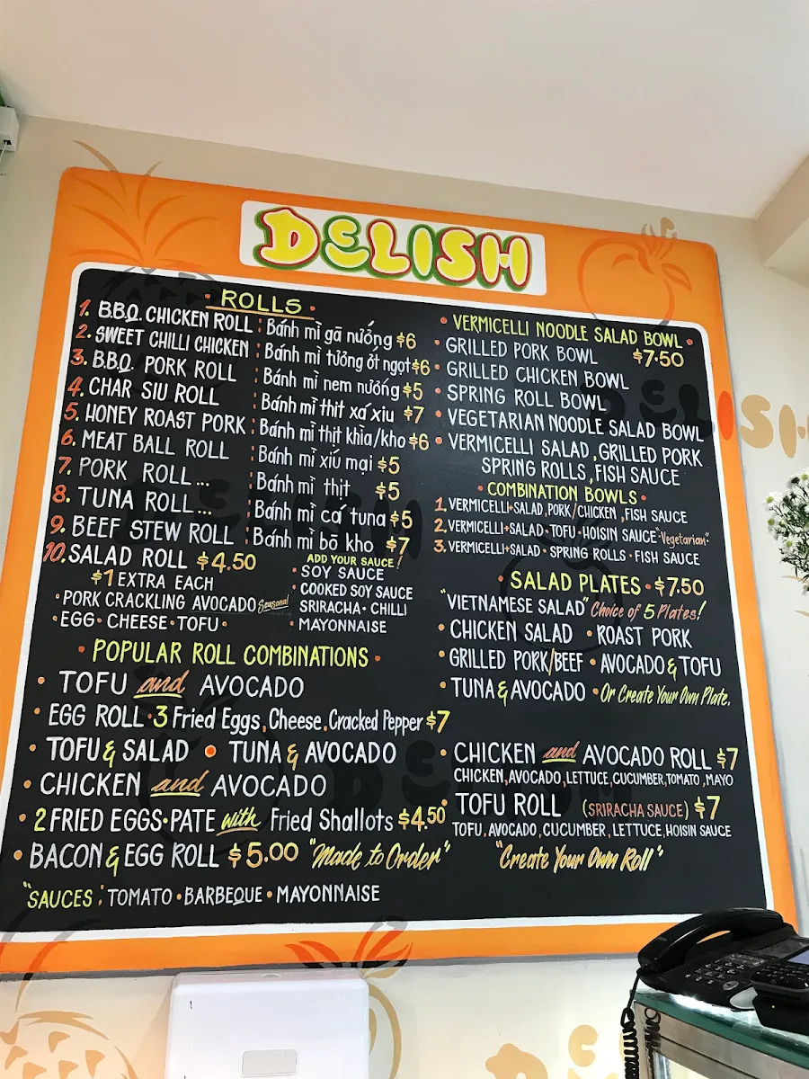 Menu, Delish Pork Roll and Juice Bar