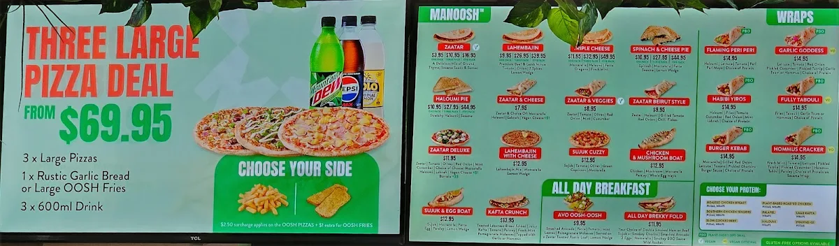 Menu, OOSHMAN Waterloo