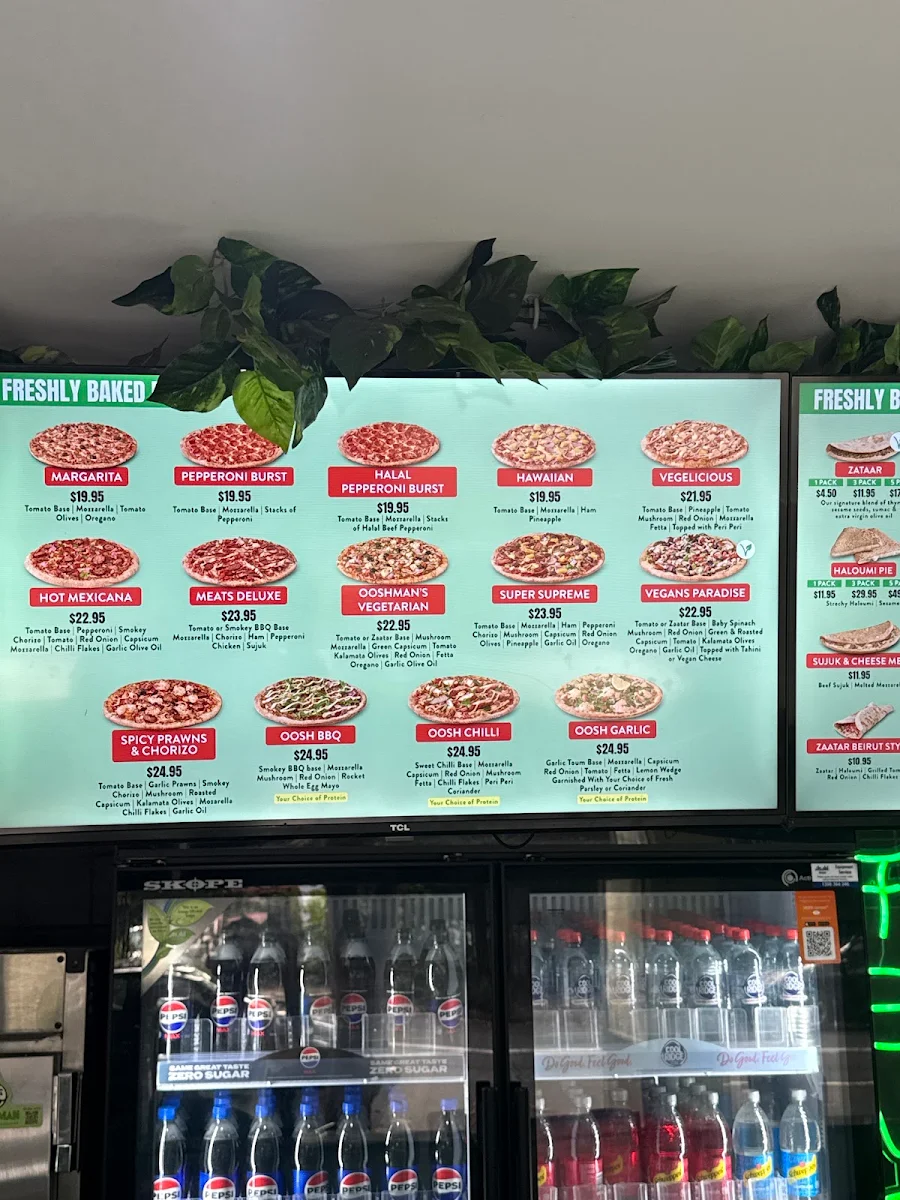 Menu, OOSHMAN Waterloo