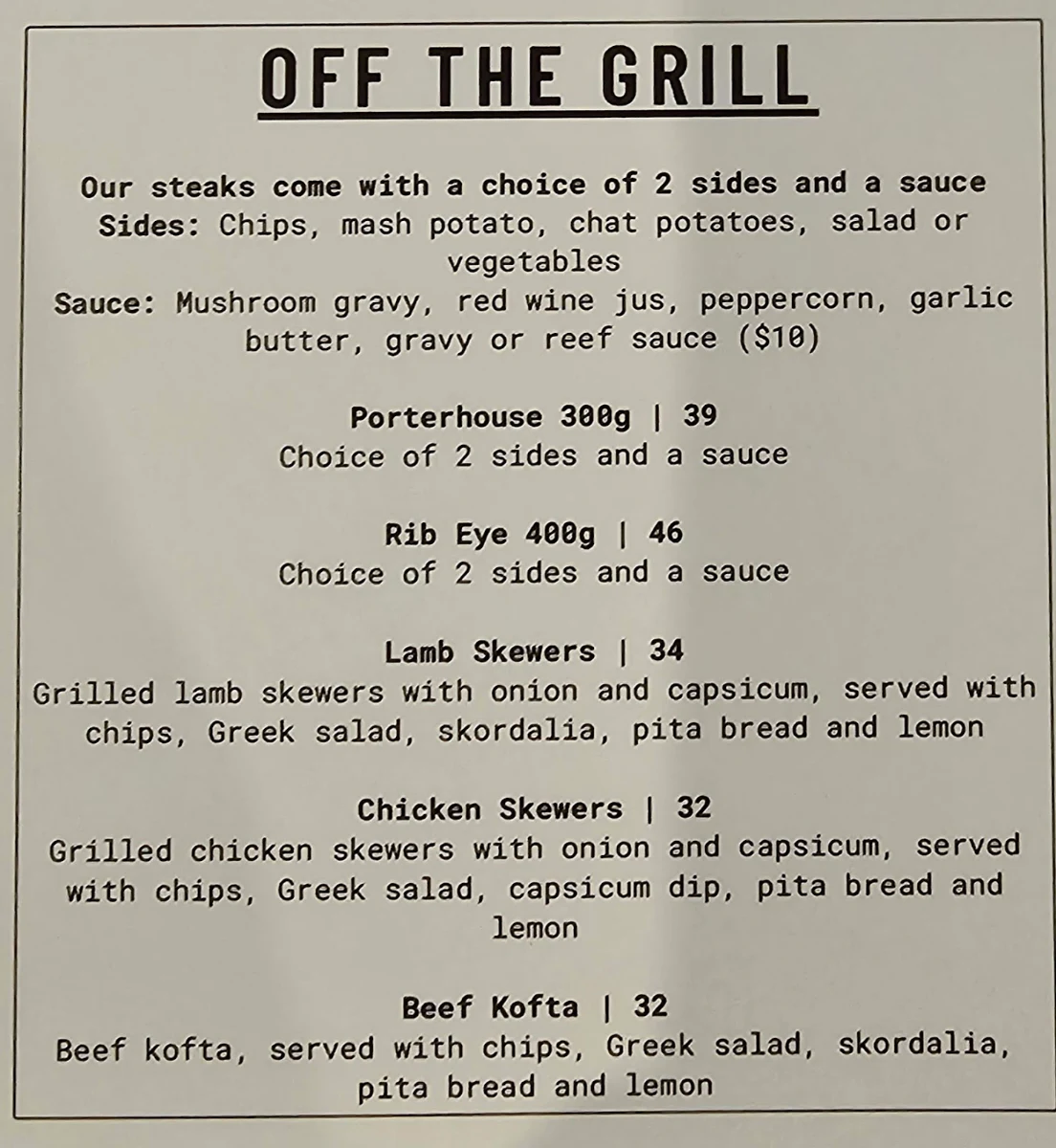 Menu, Bambsh Restaurant & Cafe