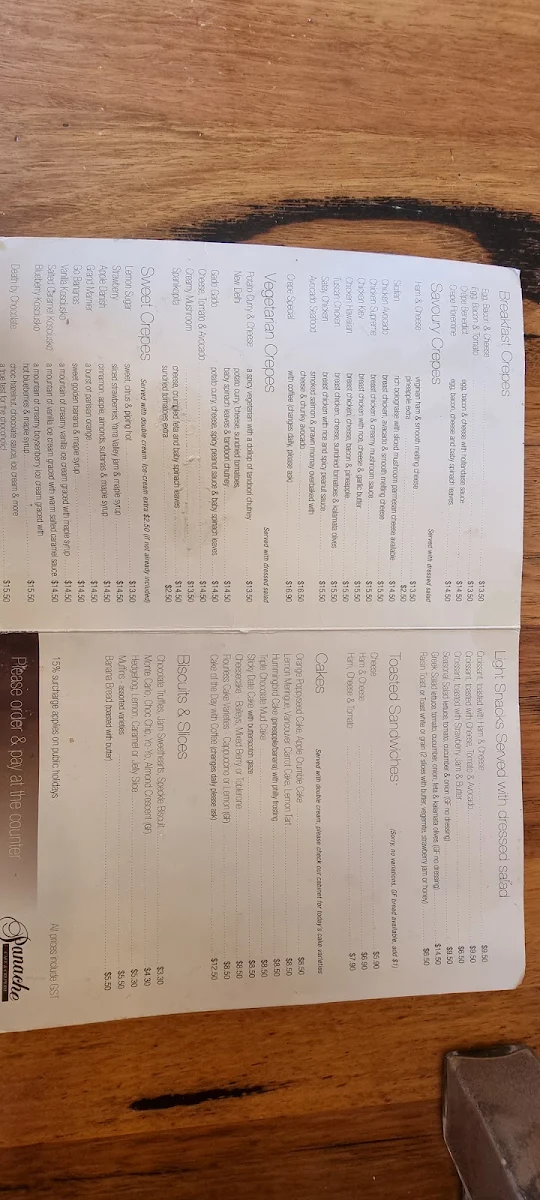 Menu, Panache geelong west