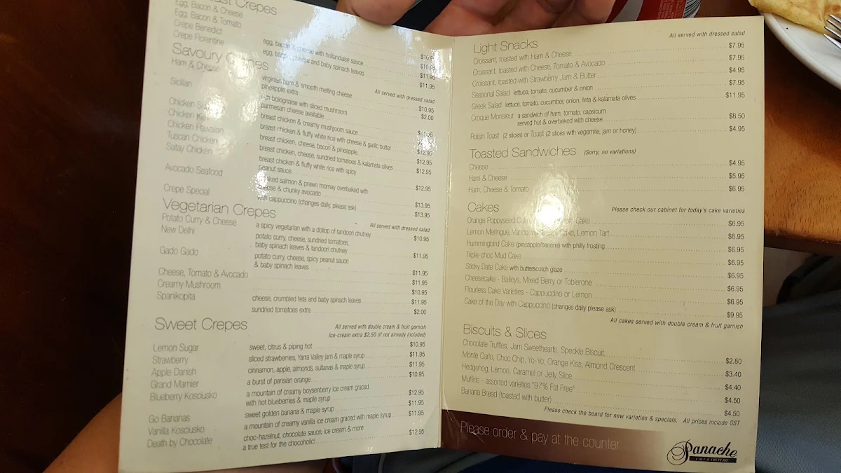 Menu, Panache geelong west