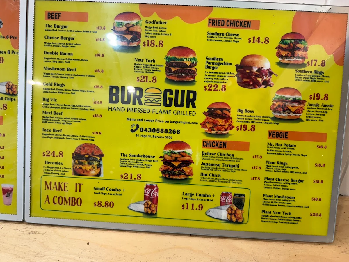 Menu, Burgur High St