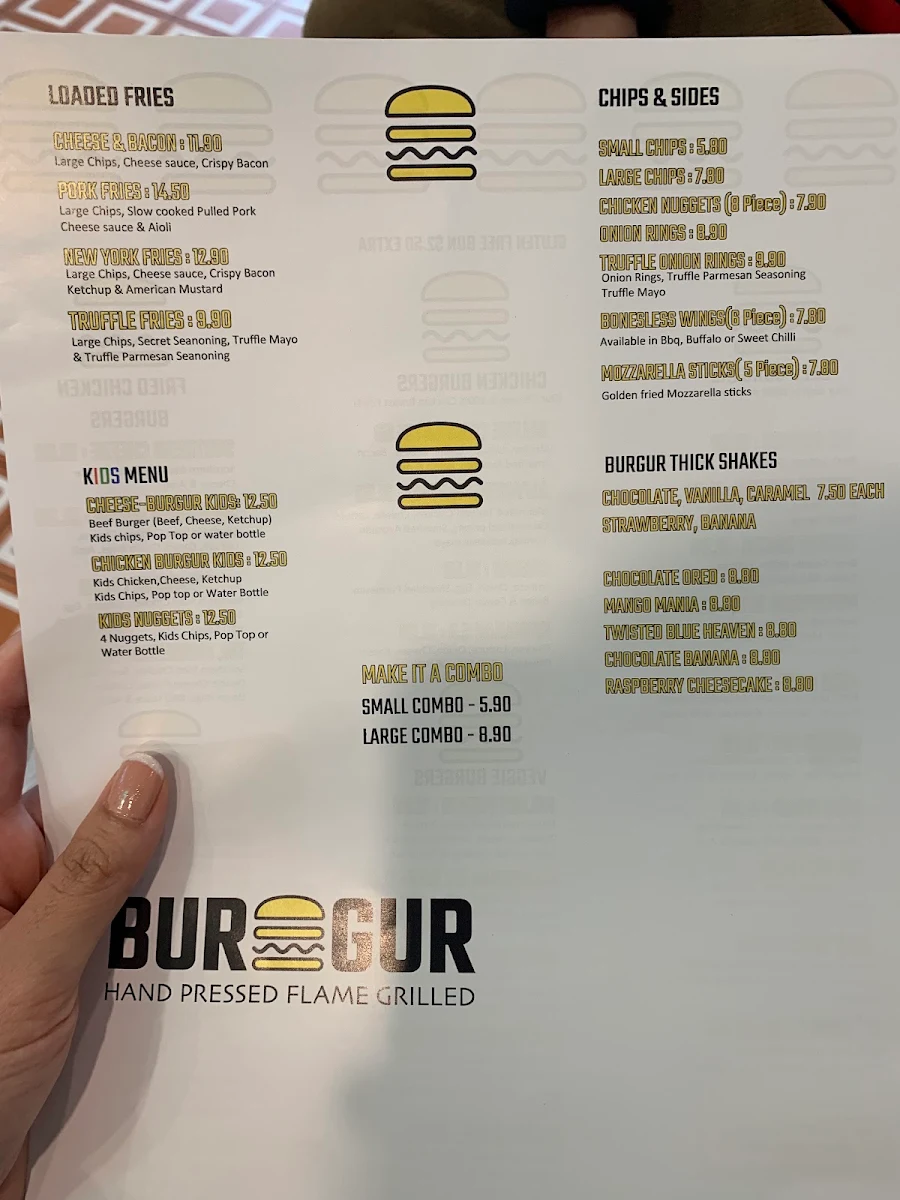 Menu, Burgur High St