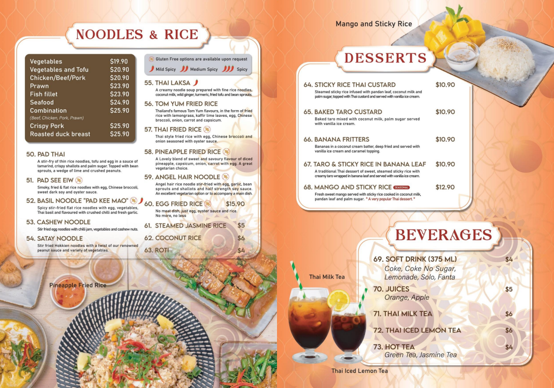 Menu, Wok on Fox