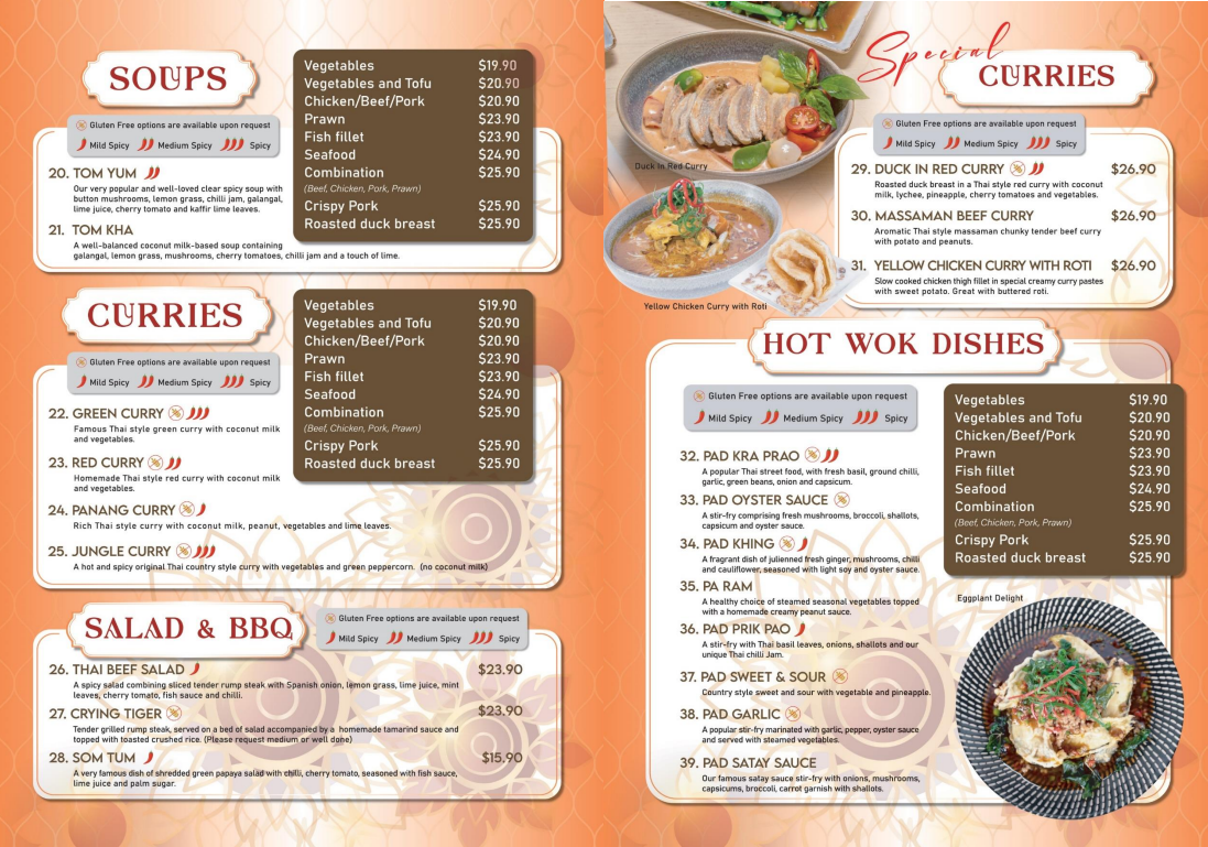 Menu, Wok on Fox
