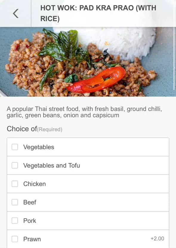Menu, Wok on Fox